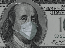 Benjamin Franklin portrait close-up on 100 dollars banknote in a medical mask. Close up.